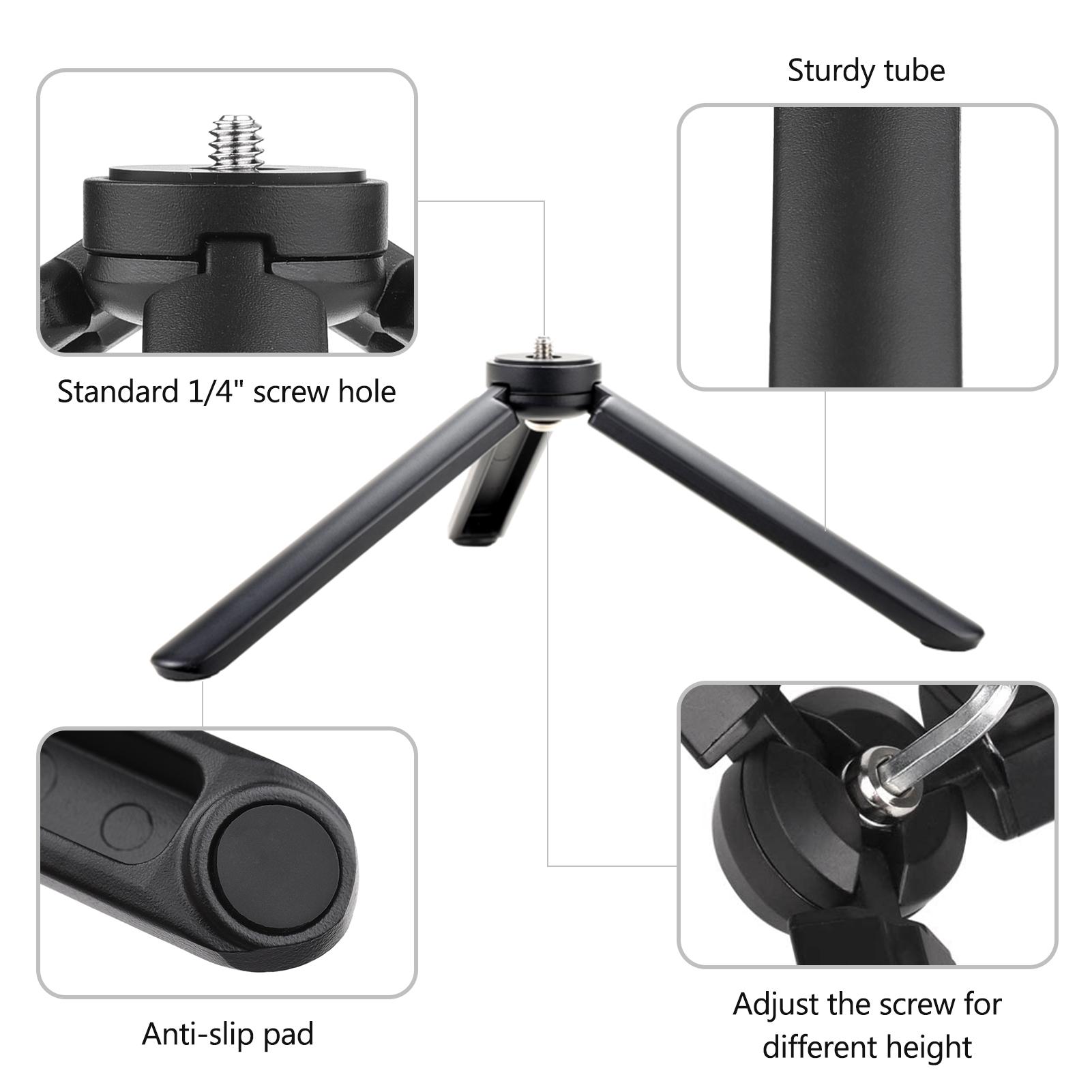 Lightweight Mini Desktop Tripod Aluminum Alloy Tripod Stand with 1/4 Inch Screw Wrench for DSLR ILDC Camera Camcorder