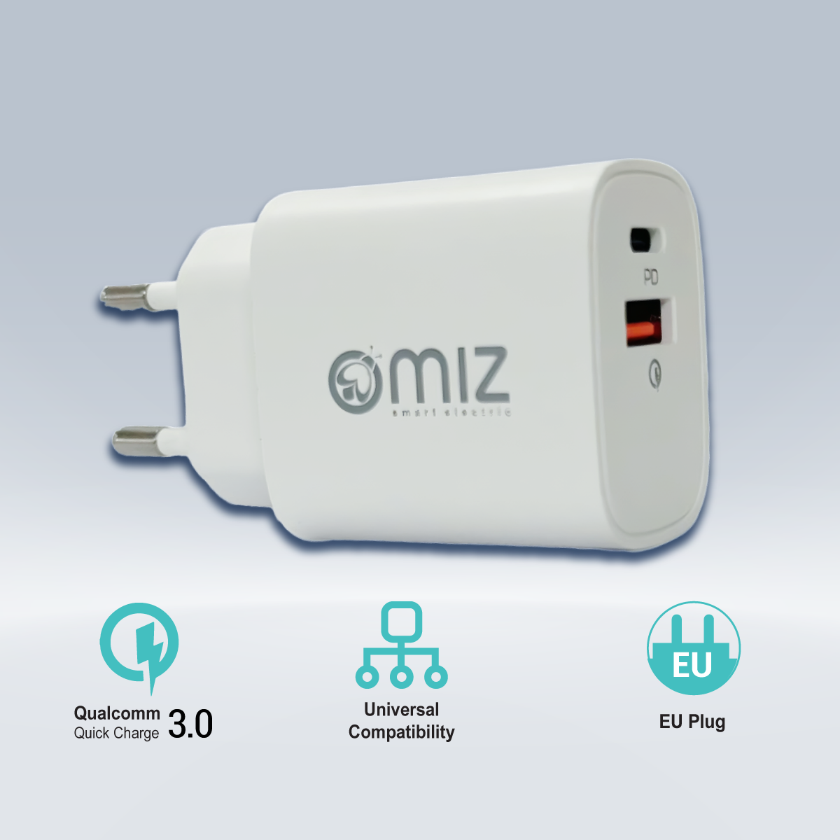 Củ Sạc Nhanh Du Lịch Omiz OMC-01 - Sạc Đa Năng 20W, Nhỏ Gọn, An Toàn - Hàng chính hãng