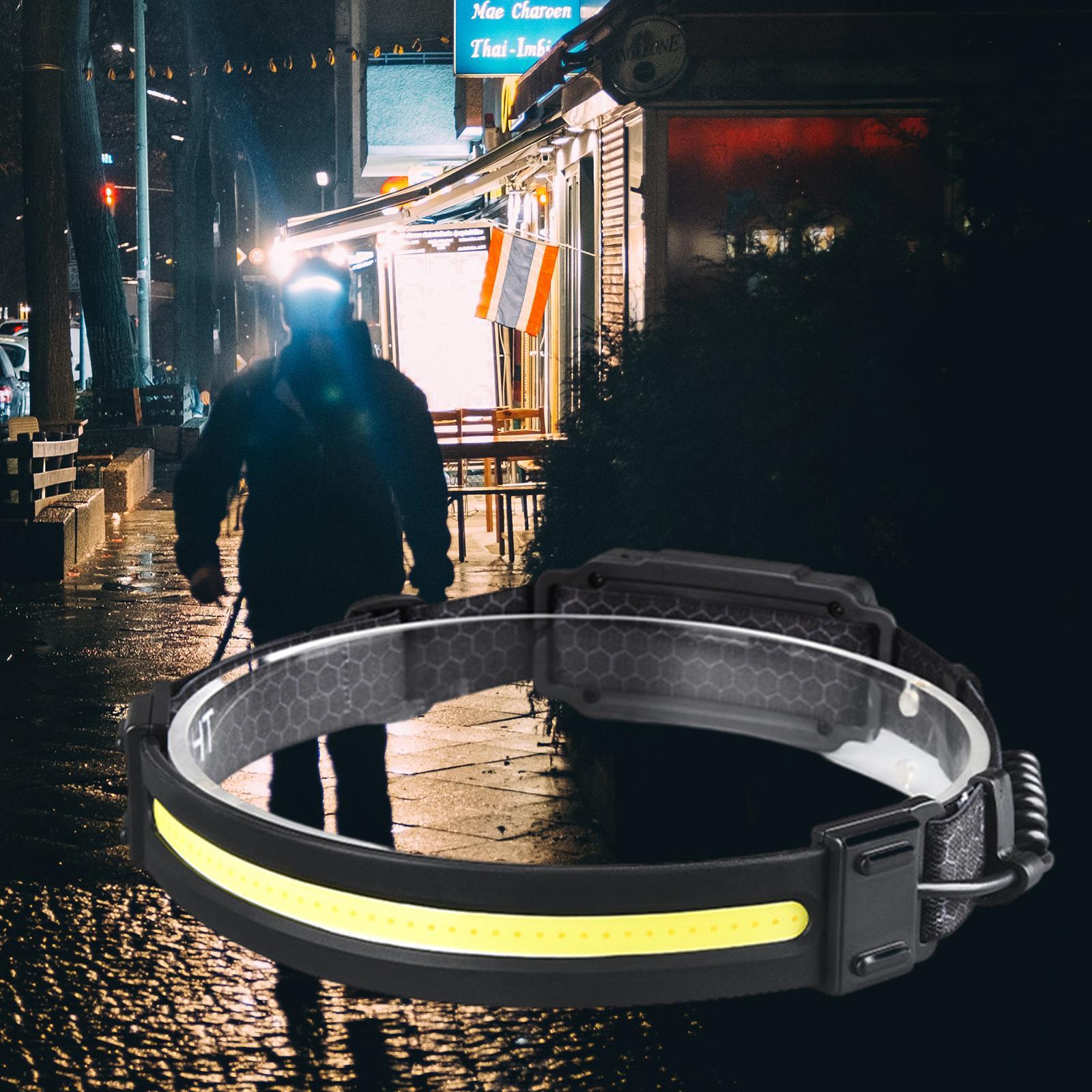 USB Rechargeable Sensor Headlight COB  Flashlight for Hiking Fishing