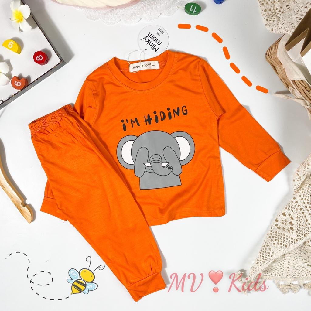 Bộ Dài Tay Cho Bé Trai, Bé Gái Minky Mom Vải Thun Lạnh Hoạ Tiết Sư Tử Bịt Mắt MKDTL05