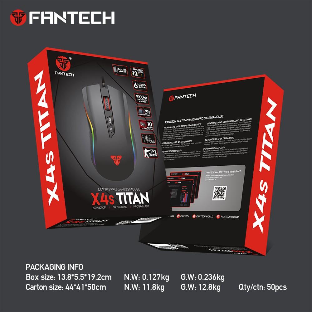 Chuột Gaming Fantech TITAN X4S ( LED Chroma + phần mềm riêng ) LED RGB  - Hàng chính hãng