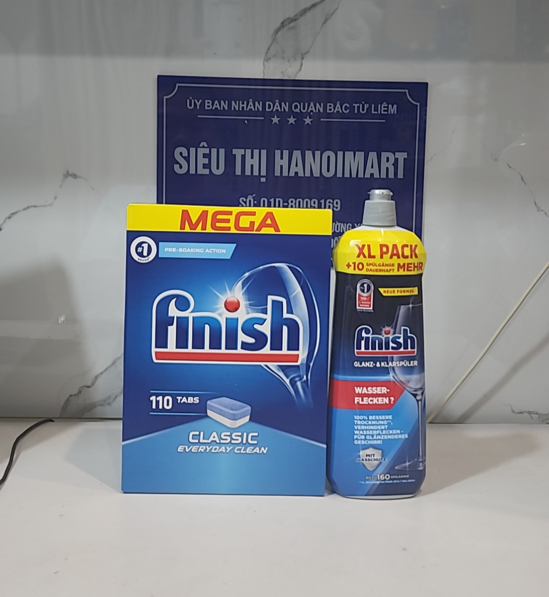 Nước bóng 1150ml + 100 Viên rửa bát finish quantum 14 in 1