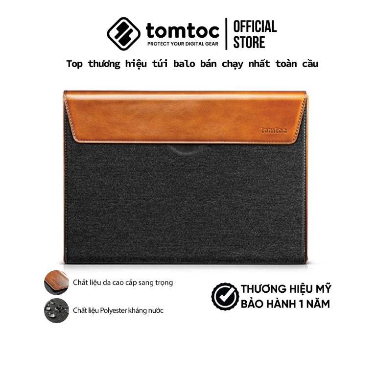 Túi chống sốc Tomtoc Premium Leather For Macbook Pro/Air M1 13/15/16Inch Gray - Hàng chính hãng