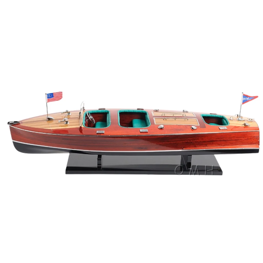 Mô hình cano CHRIS CRAFT TRIPLE COCKPIT cao cấp, mô hình thuyền gỗ tự nhiên sang trọng lắp ráp sẵn 1st FURNITURE