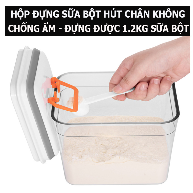 Hộp Bảo Quản Sữa Bột Thực Phẩm, Nắp Hút Chân Không Chống Ẩm; 2,3 Lít ( Đựng Được 1.2 Kg Sữa Bột)