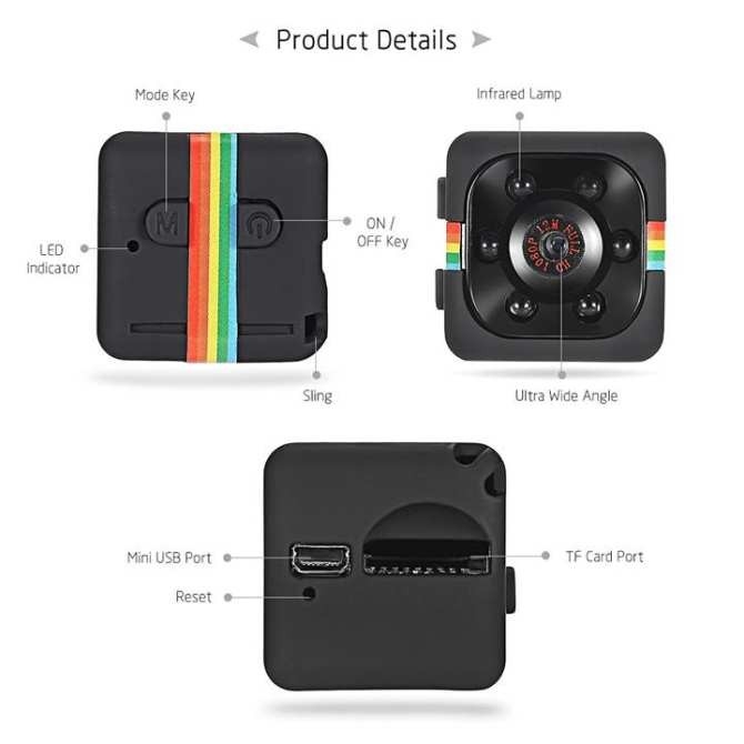 Camera Mini FullHD 1080P Hỗ Trợ Đèn LED Hồng Ngoại Đen Nhìn Đêm Cao Cấp Cảnh Báo Chuyển Động