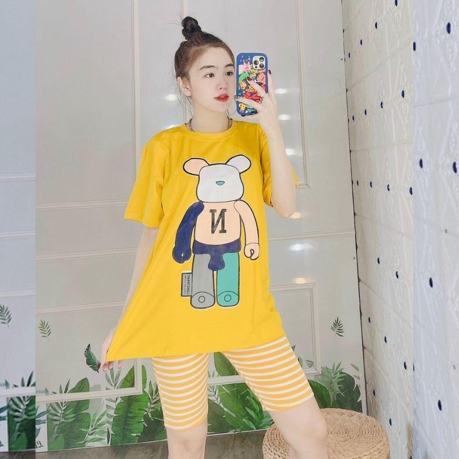 Đồ ngủ nữ thể thao Set đồ bộ nữ quần lửng ngố thun cotton co giãn bigsize Đồ bộ nữ đồ mặc nhà đẹp dễ thương ESHOP DB17