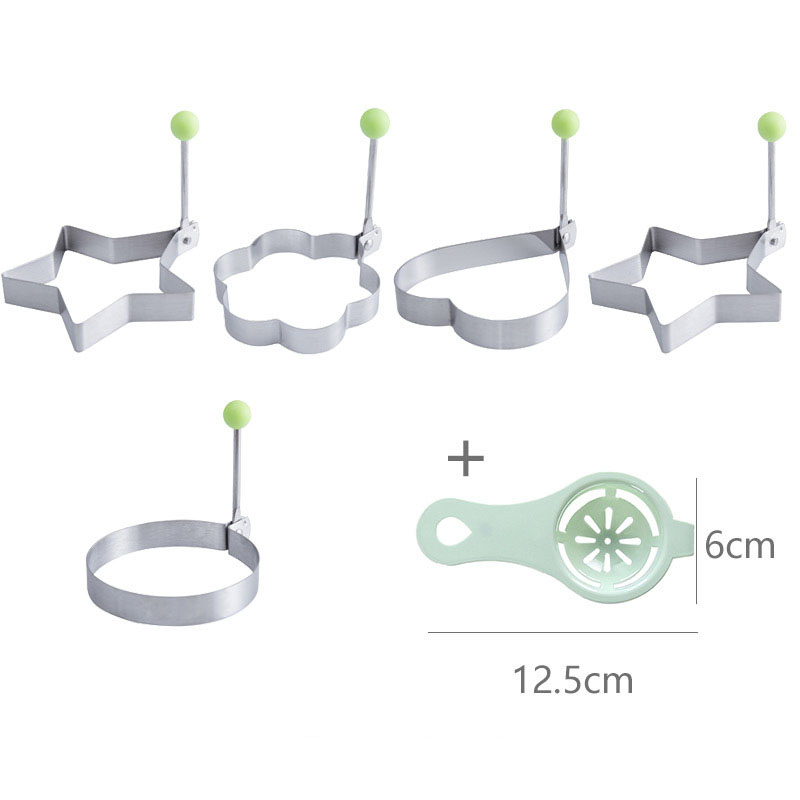 [Bộ 5 Khuôn + Muỗng Lọc Trứng) Khuôn Tạo Hình Trứng Bằng Inox Sáng Tạo, Giúp Bữa Ăn Ngon Và Đẹp Mắt Hơn