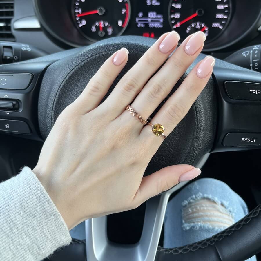 Nhẫn vàng 14KR đính đá chủ Citrine thiên nhiên - MOON Jewelry