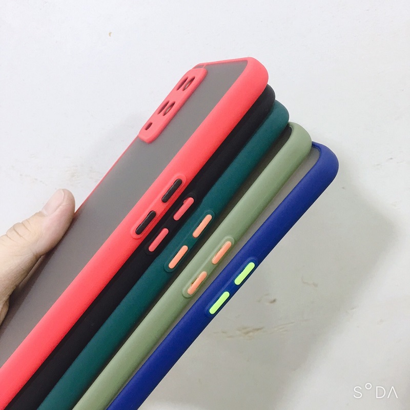 Ốp lưng viền màu, lưng nhám chống sốc, bảo vệ camera, phím bấm màu dành cho Oppo A54, Oppo A94
