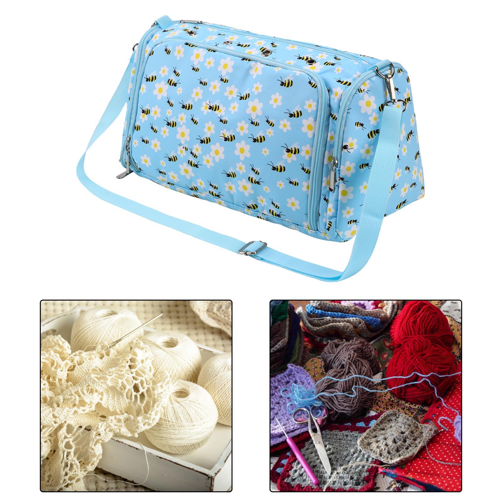Yarn Case Knitting Tote Knitting Bag Zippered Lightweight Large Capacity Small Carrying Case Travel Multipockets Organizer Storage Tote