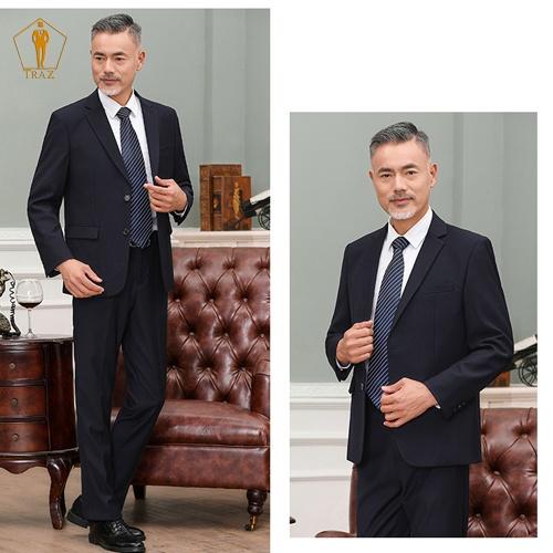 Bộ Vest Nam Trung Niên Màu Đen, Xanh, Vàng 2 Khuy Chuẩn Phom Đứng Tuổi
