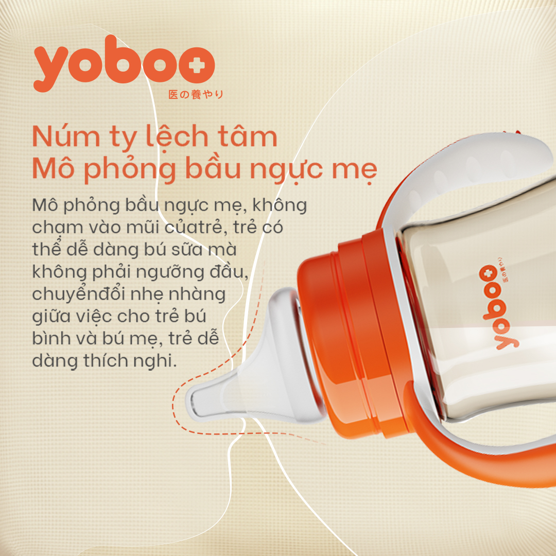 Combo 3 núm ti thay thế lệch tâm Yoboo YB-0017 loại 1 lỗ dành cho bé 0-3 tháng bằng silicone mềm mại - Hàng chính hãng