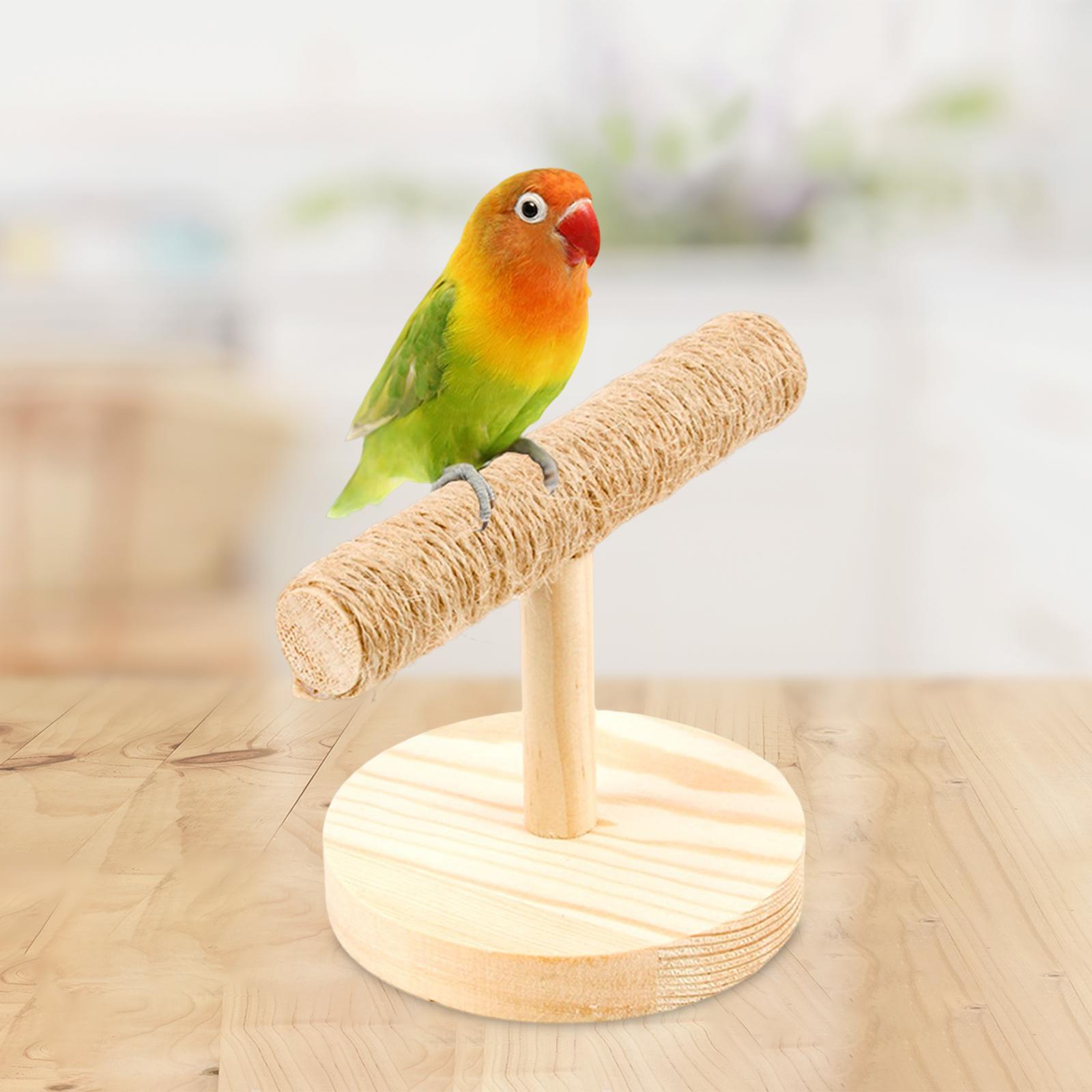 Bird Training T Stand Portable Playground Wooden for Finch Parakeets Conures