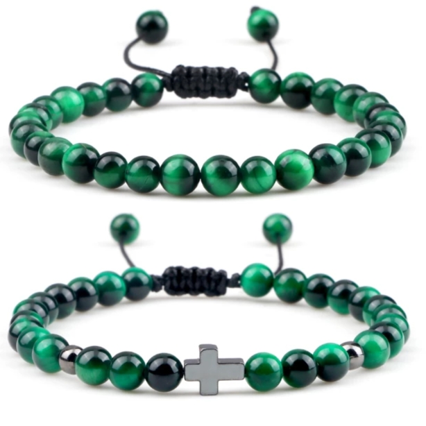 Vòng chuỗi mân côi đá mắt hổ xanh lục thiên nhiên