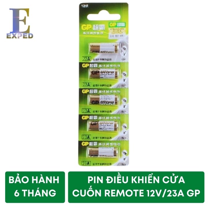 Vỉ 5 viên pin 12V 23A / 27A hãng GP pin điều khiển cửa cuốn, Remote