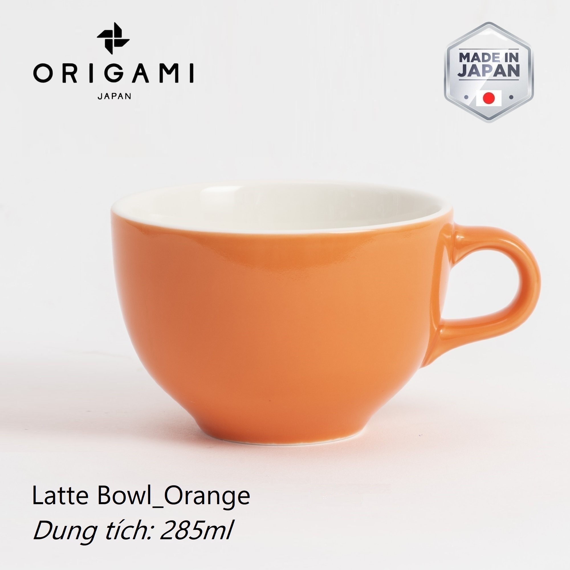 Ly Sứ Origami Latte Bowl 285Ml Uống Trà Cà Phê - Orange
