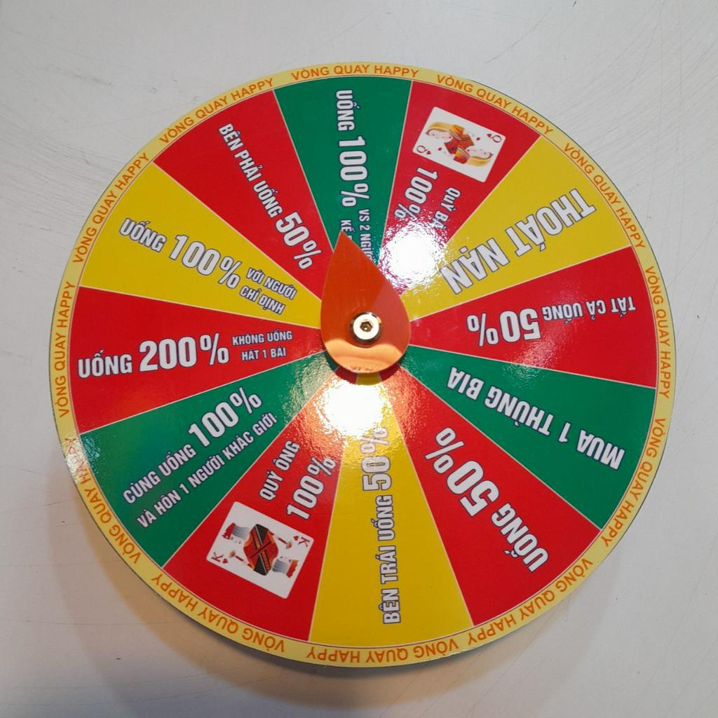 Vòng quay Lucky ( Ăn nhậu 12 ô - 3 màu - viền vàng - Đường kính 25cm x cao 6cm)