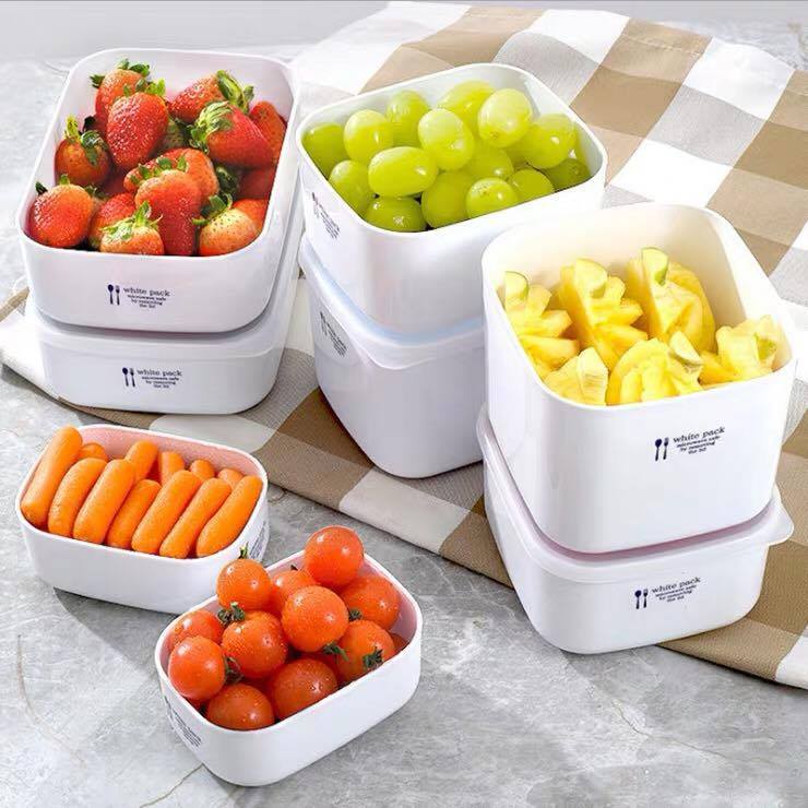 Set 2 hộp hình vuông đựng & bảo quản thực phẩm White Pack 190ml thích hợp dùng trong lò vi sóng - MADE IN JAPAN