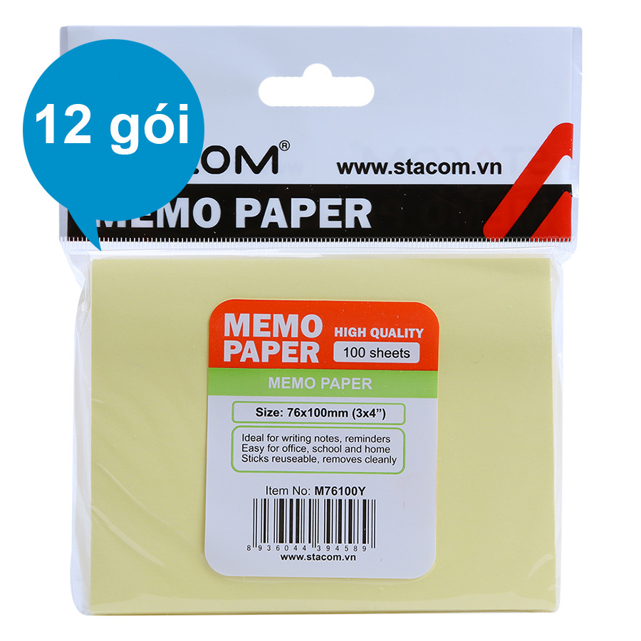 Xấp 12 Giấy Note Trung M76100Y