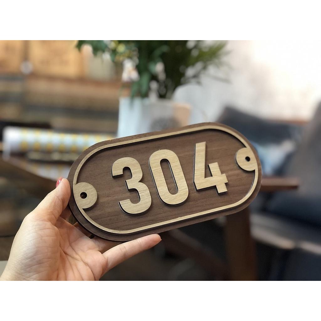 Bảng, biển số phòng khách sạn, Size 20*10cm gỗ, số dán nổi, nhận thiết kế kích thước nội dung theo yêu cầu