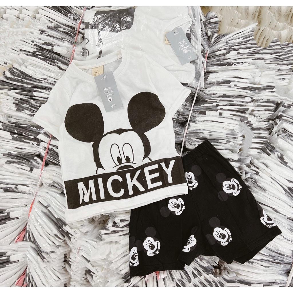 BỘ ĐÙI ÁO TRẮNG MICKEY QUẦN ĐEN BT