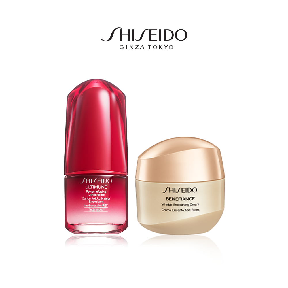 [Special Set] Tinh chất dưỡng da Shiseido Ultimune 15ml và Kem dưỡng da chống lão hóa Shiseido Benefiance Cream 30ml Tặng Nước dưỡng da Softener 30ml