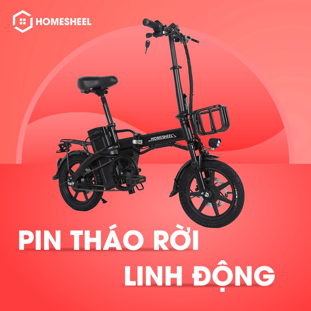 Xe Đạp Điện Gấp Homesheel T5S 10AH ( Trắng) _Chính hãng mới nhất năm nay