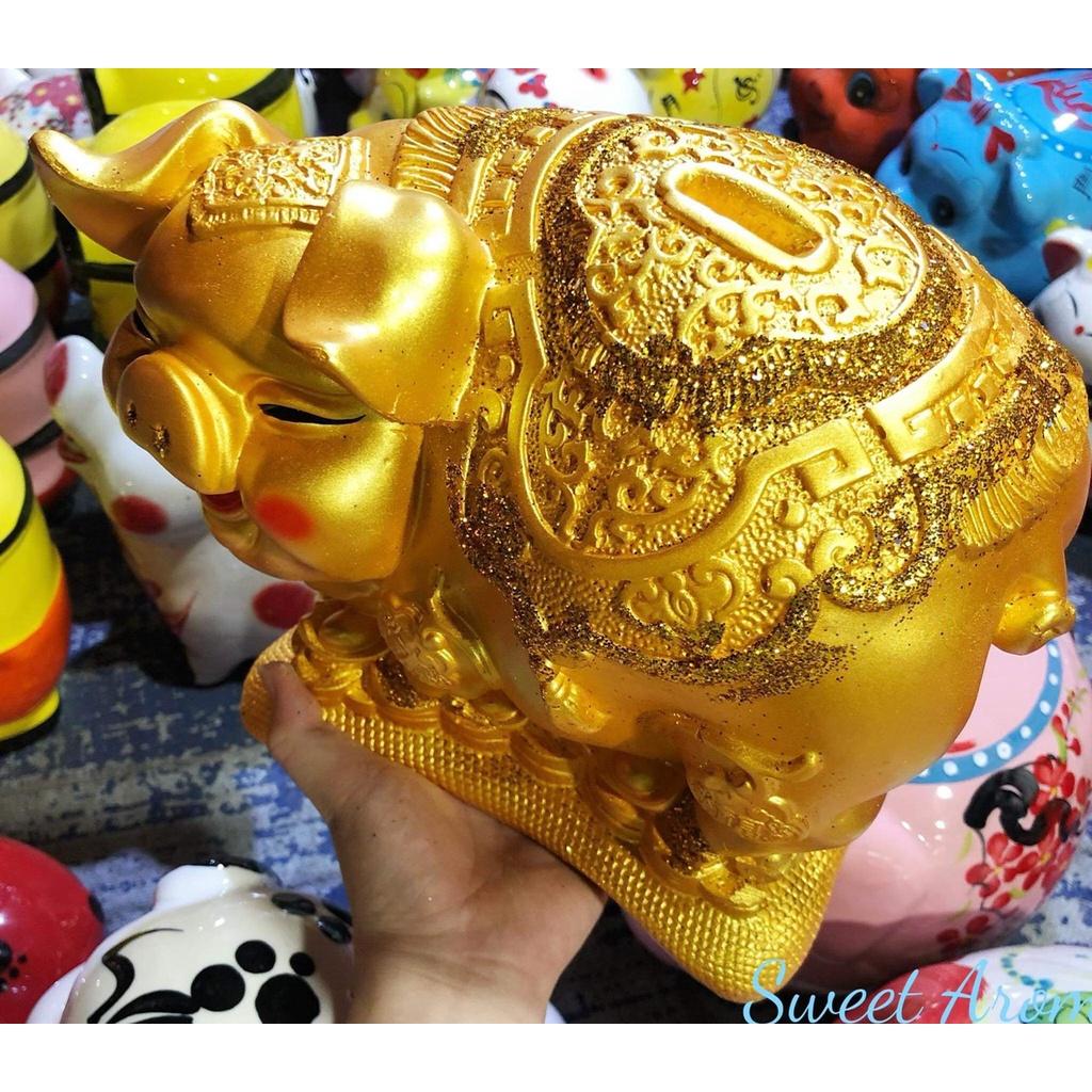 Heo Đất Vàng ĐỒNG TIỀN Cao Cấp Màu Vàng Sang Trọng Size 25cm * 23cm