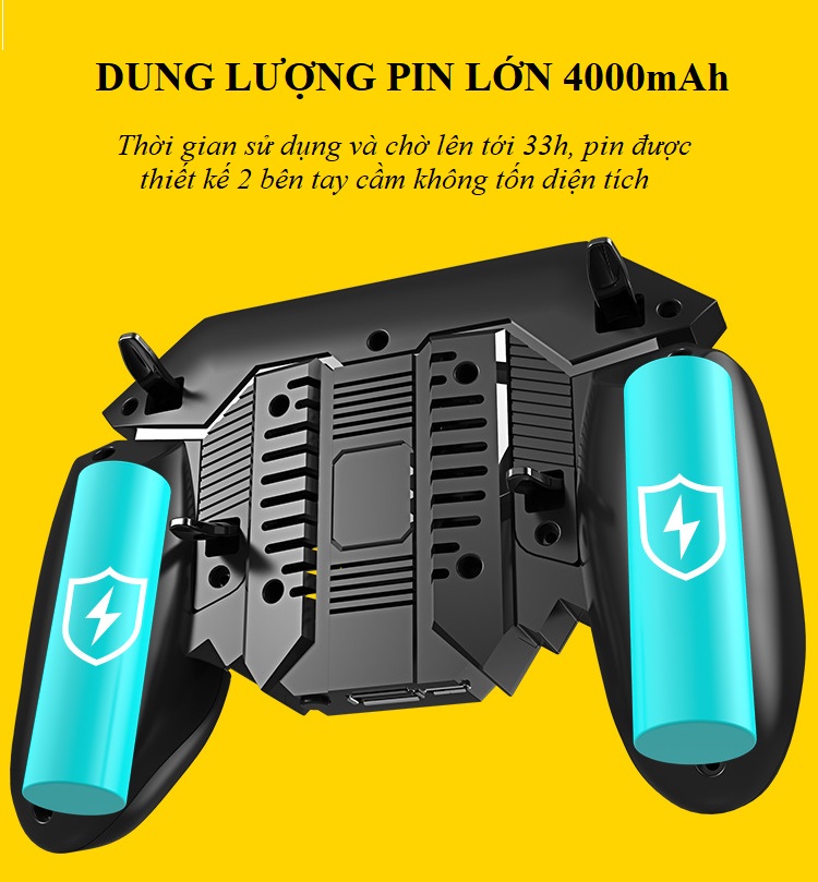 Tay Cầm Chơi Game 6 Ngón M1440 Có Quạt Tản Nhiệt Kiêm Sạc Dự Phòng Dung Lượng 4000mAh - Hàng Nhập Khẩu