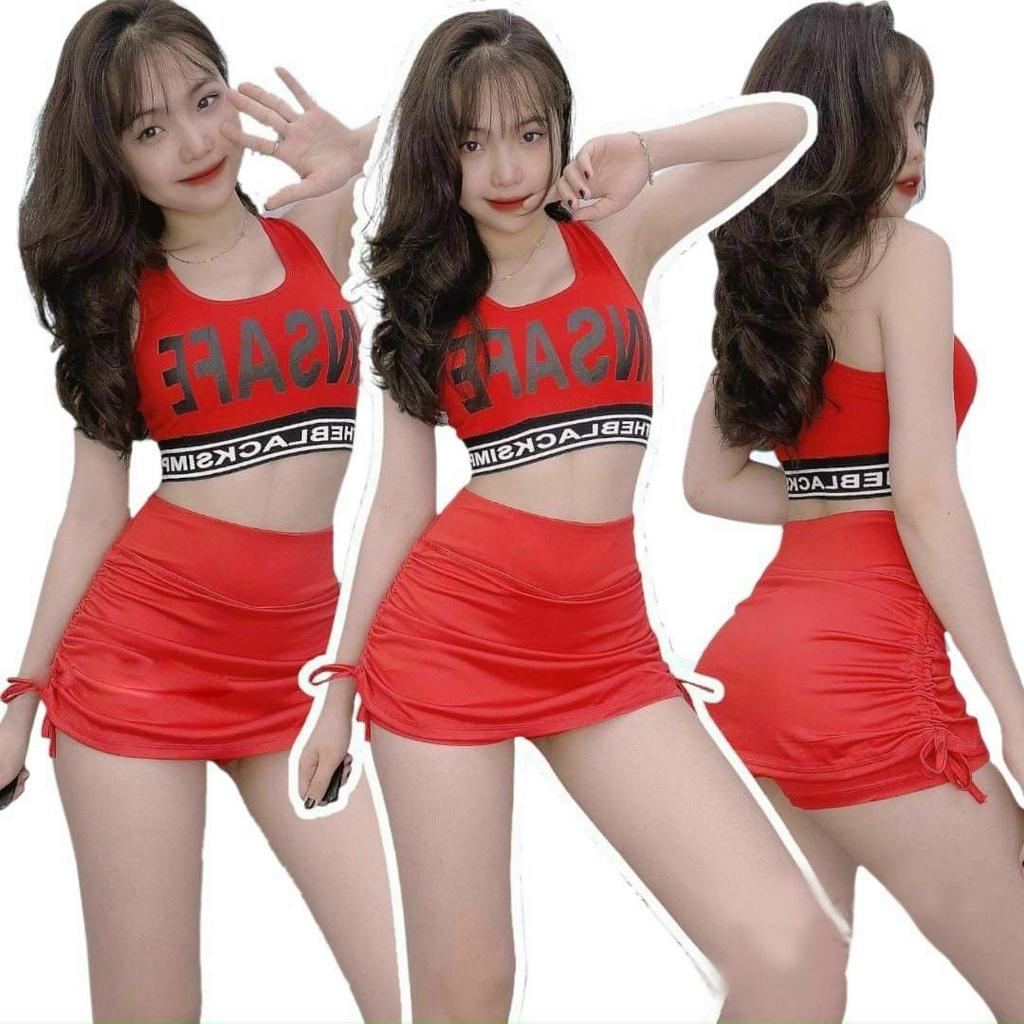 Chân váy tập gym yoga aerobic chạy bộ đi biển rút dây 2 lớp nâng mông - Quần đùi thể thao nữ (Chân váy lẻ)