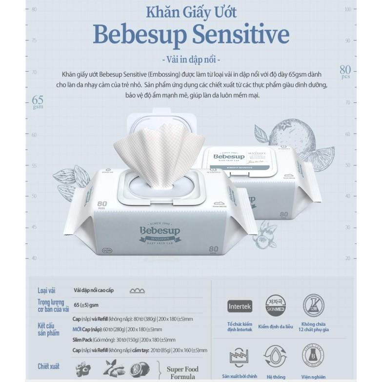 Khăn ướt BEBESUP SENSITIVE 80 tờ/gói nhập khẩu Hàn Quốc