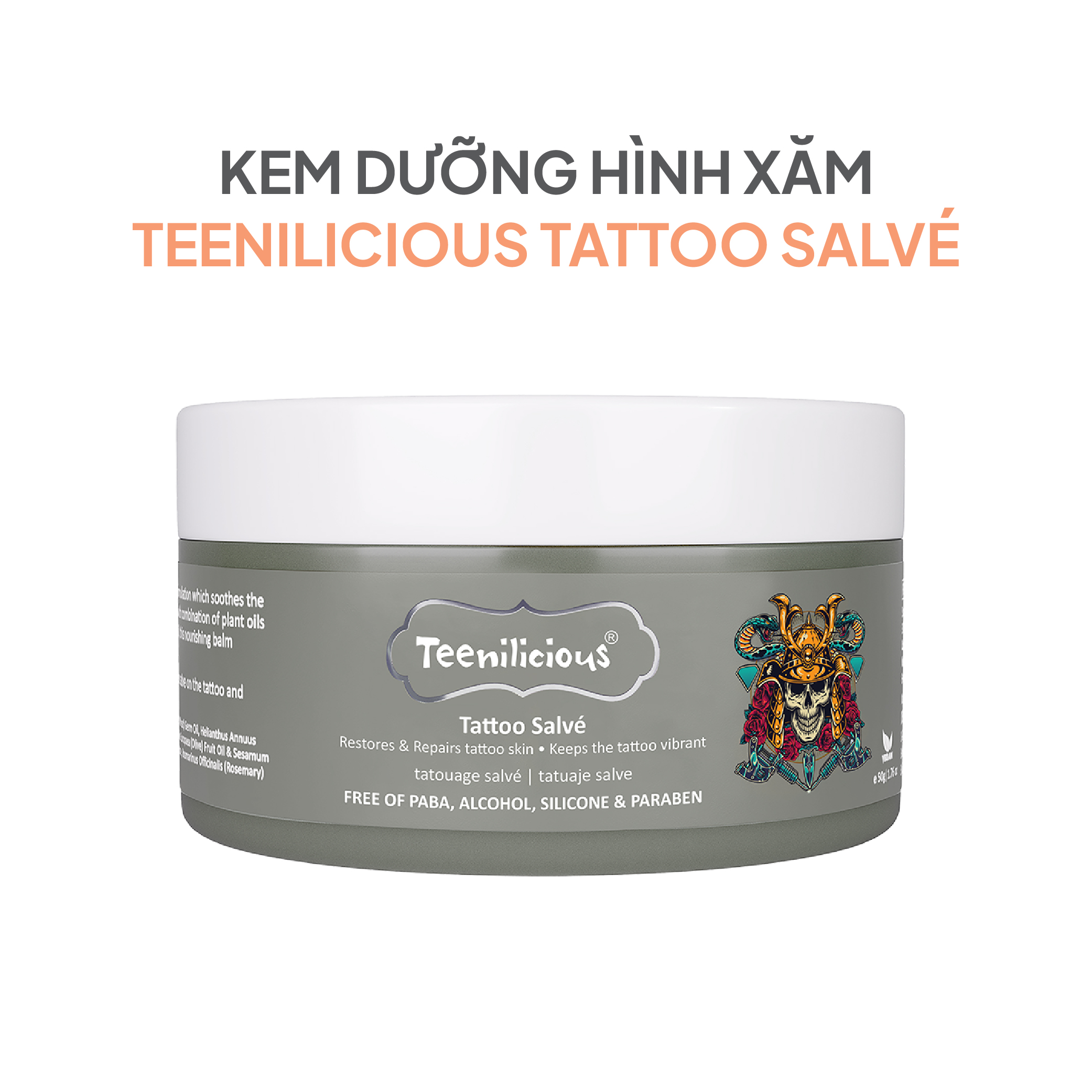 Kem Dưỡng Hình Xăm Teenilicious Tattoo Salvé Giúp Làm Mềm Mịn Da Xăm, Hỗ Trợ Giữ Hình Xăm Bền Màu Và Sắc Nét 50g