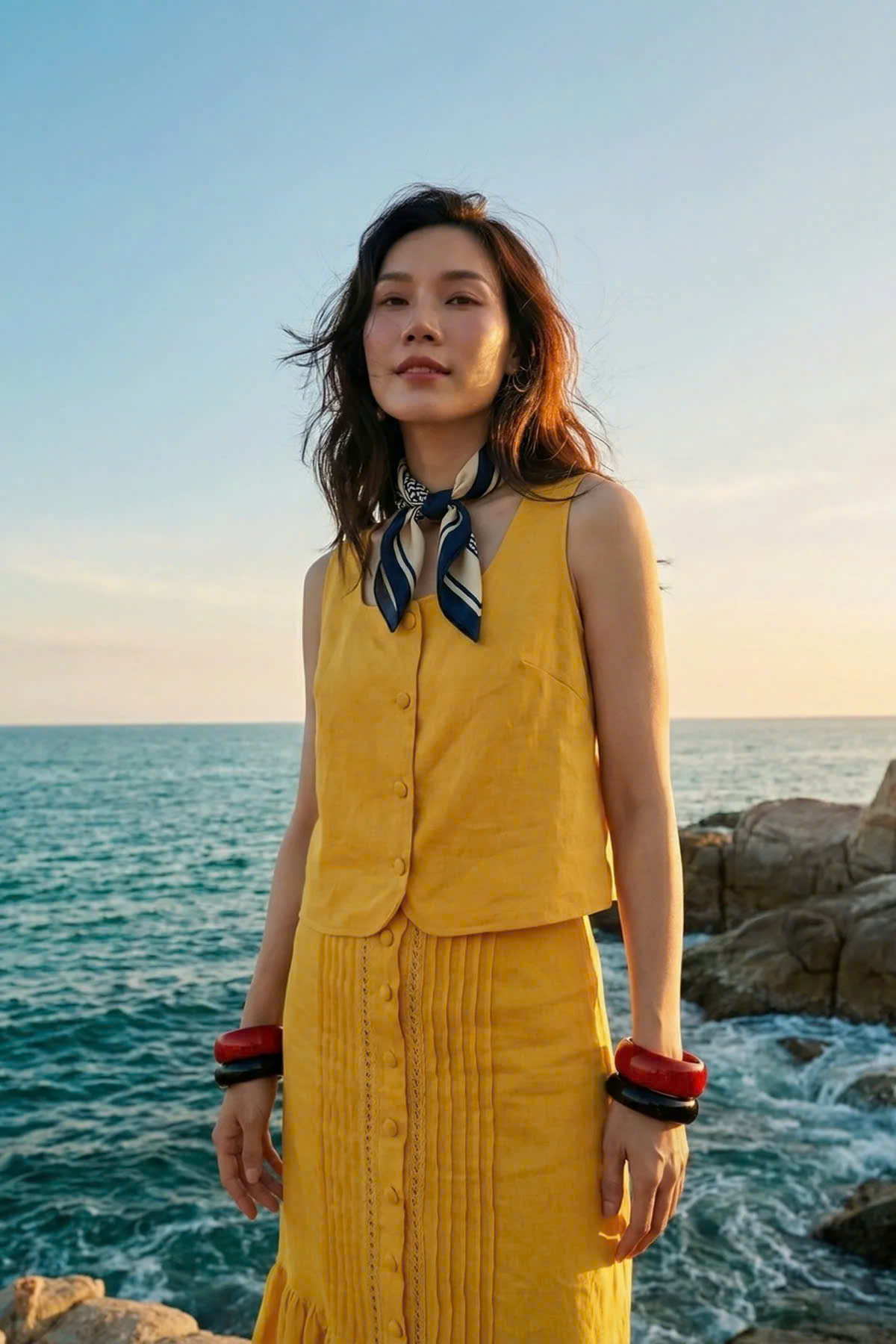 Áo Croptop Linen Vàng Tràng An TOP229 thời trang thiết kế Hity