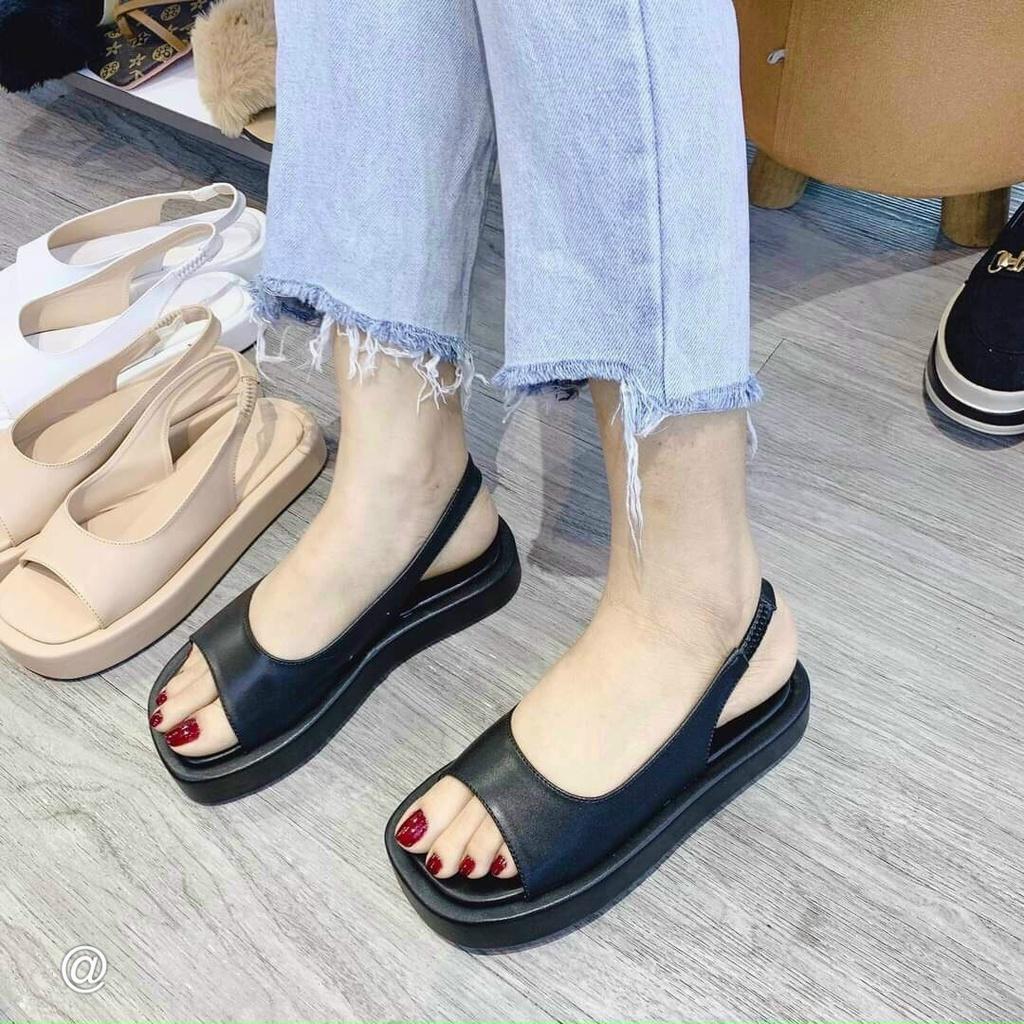 Dép Sandal nữ đế bánh mì 2P QUAI NGANG HẬU THUN mới trend