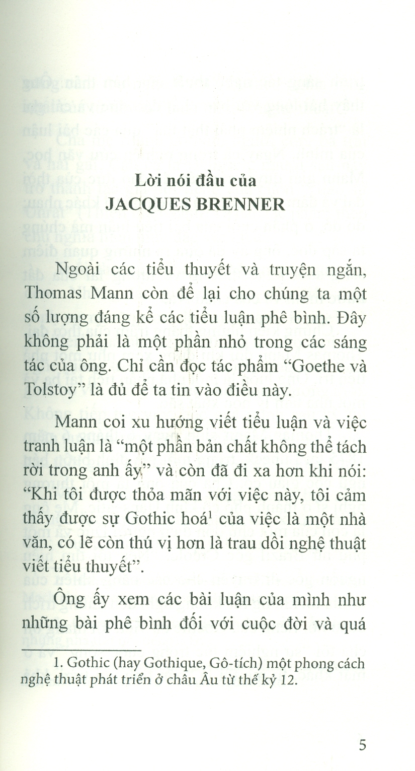 SỰ TƯƠNG ĐỒNG GIỮA GOETHE VÀ TOLSTOY -  Thomas Mann – Trương Công Thành dịch –  NXB Thanh Niên