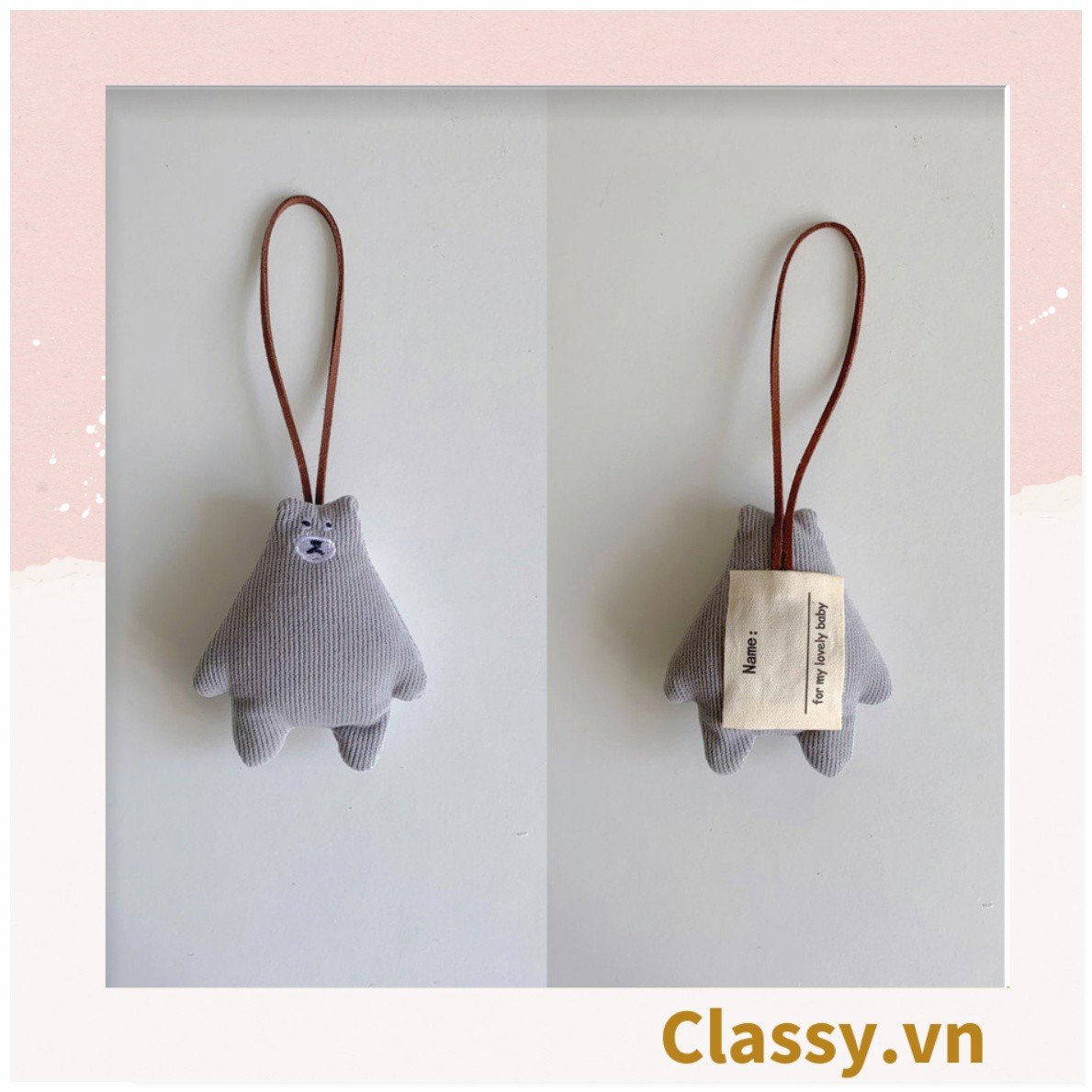 Classy Móc khóa mặt gấu nhiều màu, móc khóa điện thoại, sổ tay treo thẻ tên, buộc lên hành lý, treo lên xe PK1518