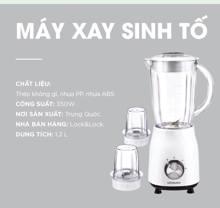 Máy Xay Sinh Tố Lock&amp;Lock EJM462 (350W - 1.2 Lít) - Hàng chính hãng - Tặng Muỗng Inox