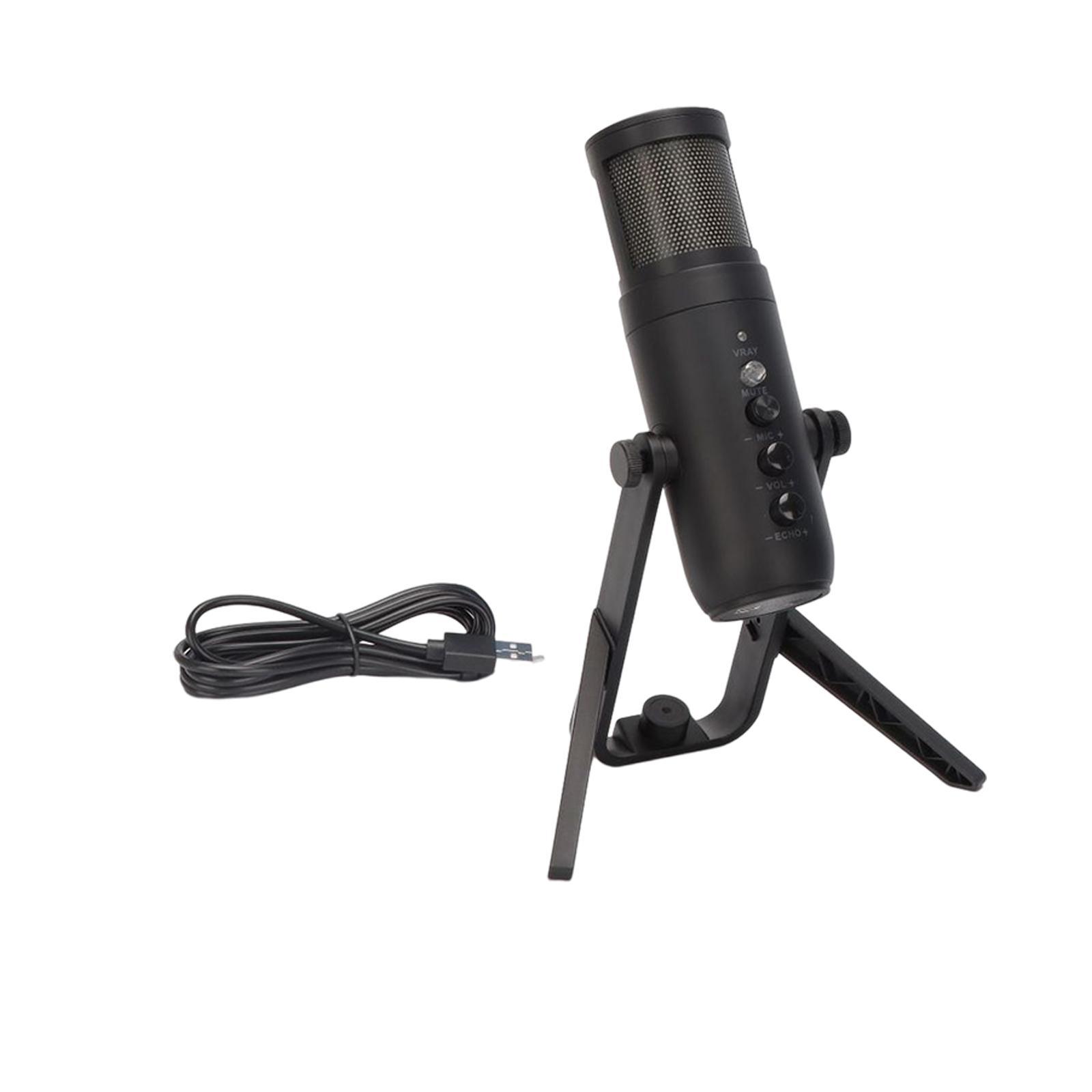 USB Computer Microphone Cardioid  Work Mic Condenser Microphone for PC Laptop Desktop with RGB Light Mute Button