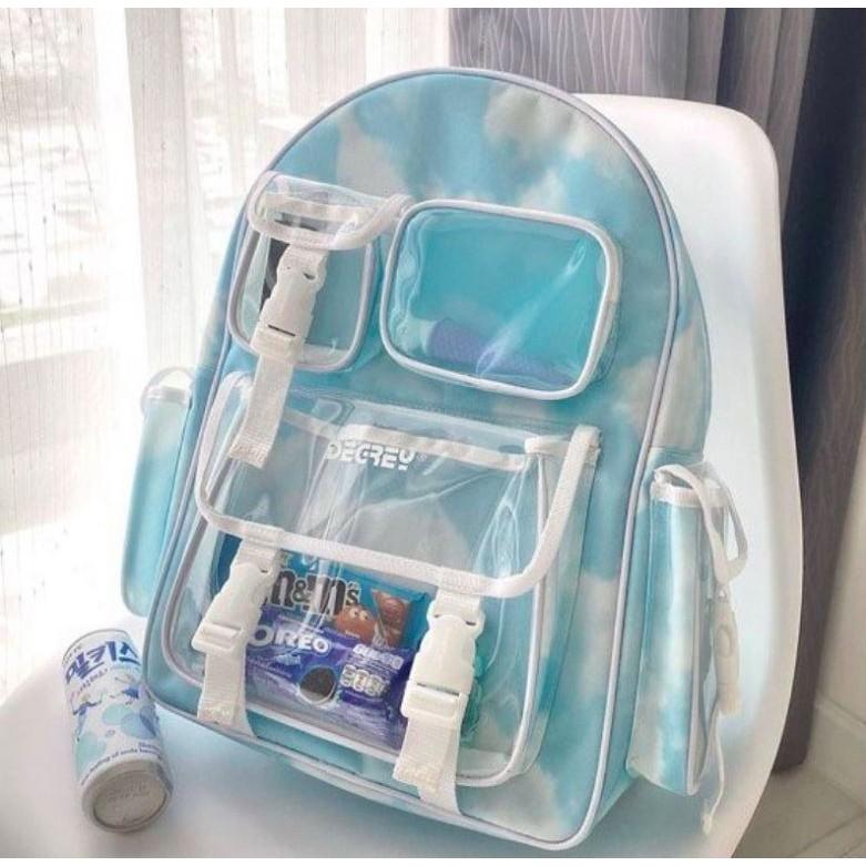 Balo Degrey Đám Mây | Cặp Đi Học Thời Trang Nam Nữ Xanh Loang Cá Tính
