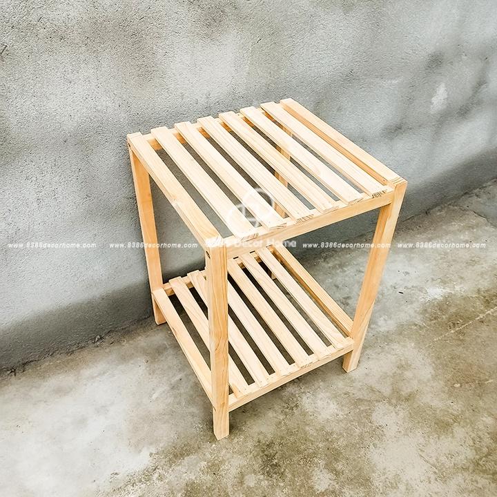 Kệ gỗ tab đầu giường đa năng, giá sách 2 tầng tự lắp ráp Kệ đầu giường gỗ thông tự nhiên