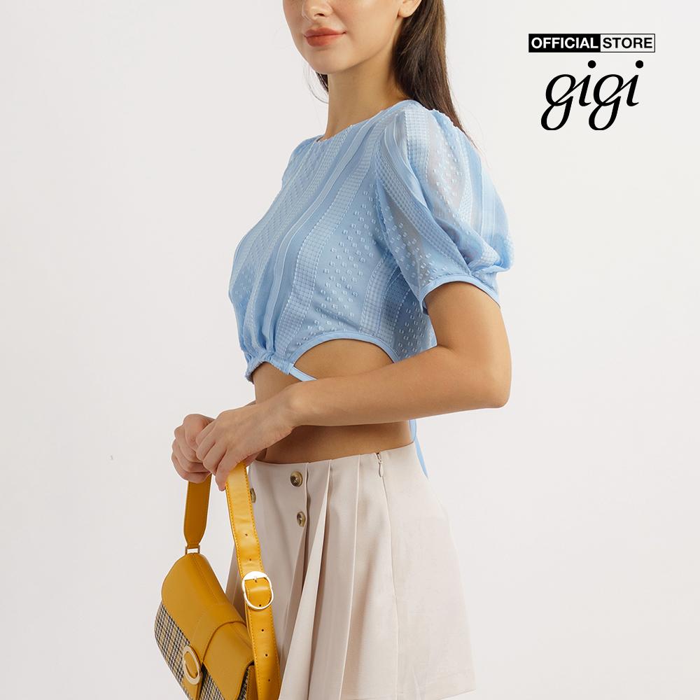 GIGI - Áo croptop nữ cổ tròn tay ngắn thắt eo nữ tính G1106T221257