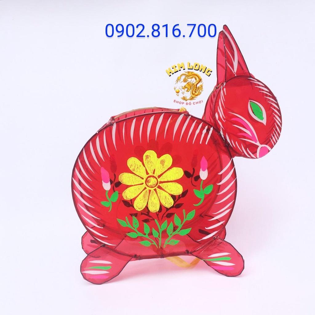 Đồ chơi lồng đèn trung thu truyền thống - Lồng đèn kiếng hình GÀ CÁ THỎ BƯỚM THUYỀN KT 40cm tặng đèn led 7 màu