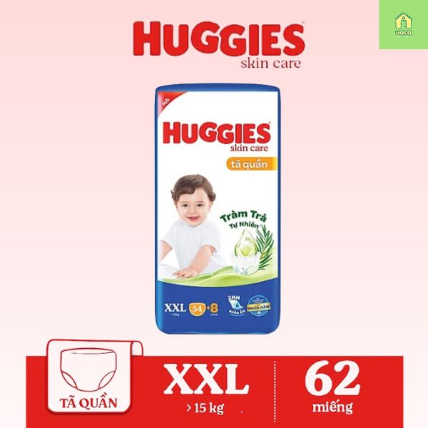 Tã/bỉm quần HUGGIES SKINCARE gói SUPER JUMBO size XXL 54+8 miếng