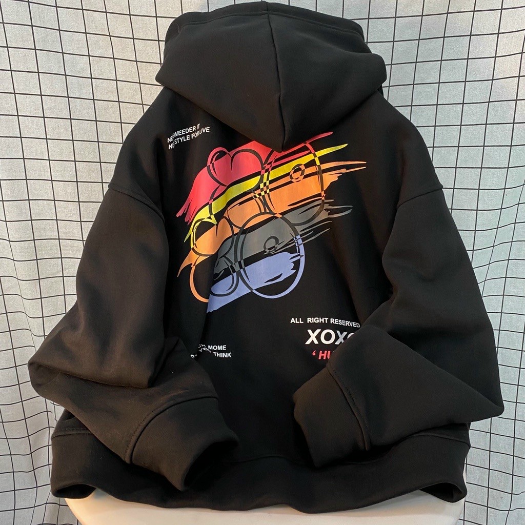 Áo khoác nam nữ Hoodie nỉ  in XOXO hugs form rộng tay bồng khóa kéo có mũ Ulzzang giá rẻ