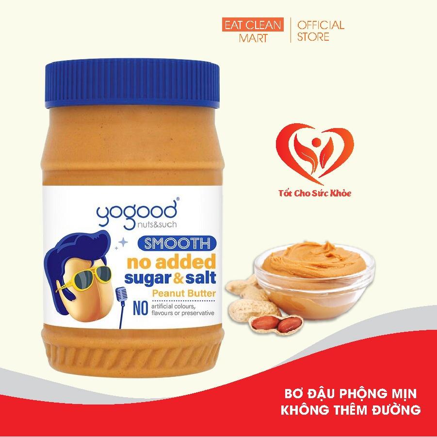 Bơ đậu phộng không đường mịn Yogood - Yogood Smooth Peanut Butter NO ADDED SUGAR - Hộp 453g