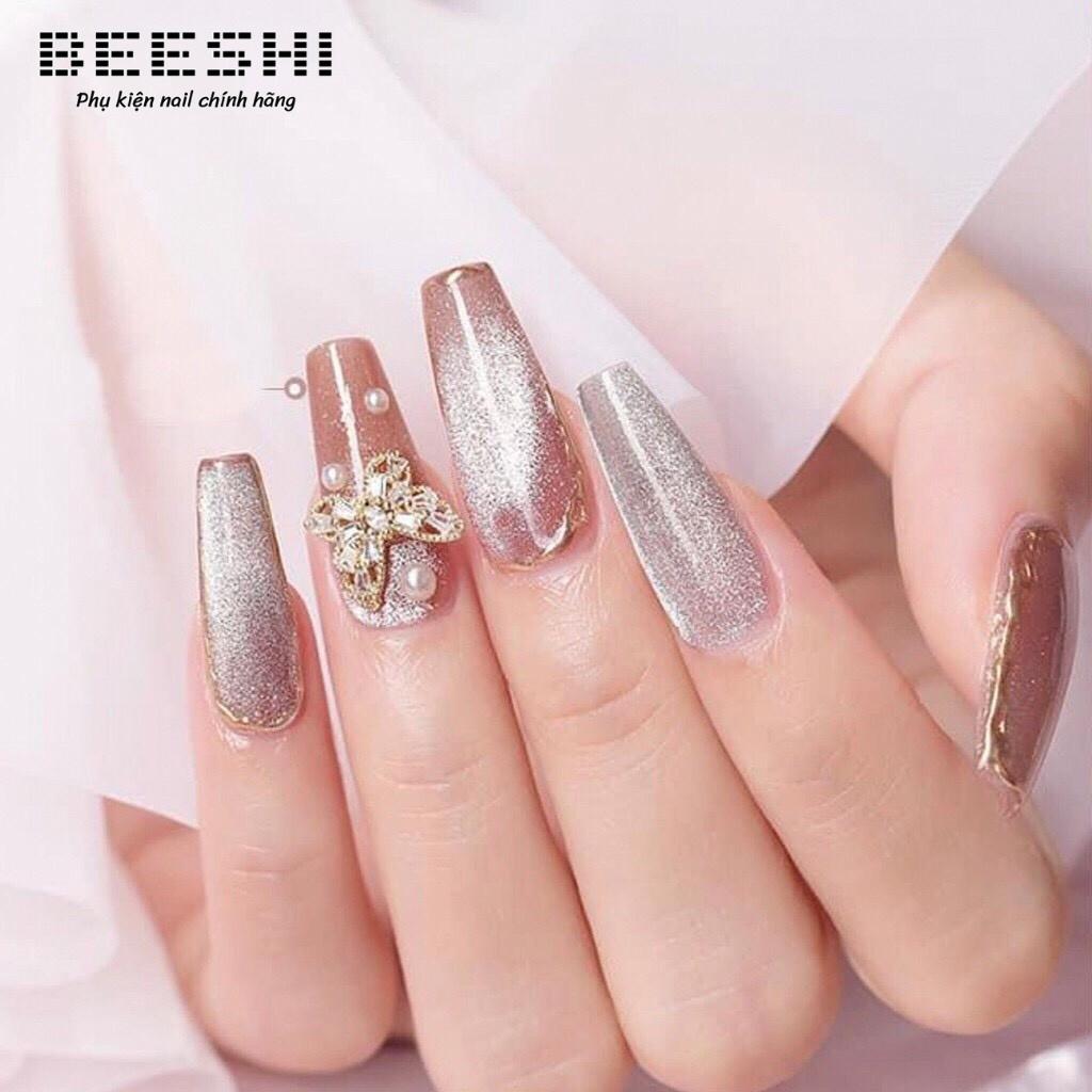 Sơn gel mắt mèo kim cương Huaxi 9D màu vàng, trắng - beeshi shop nail