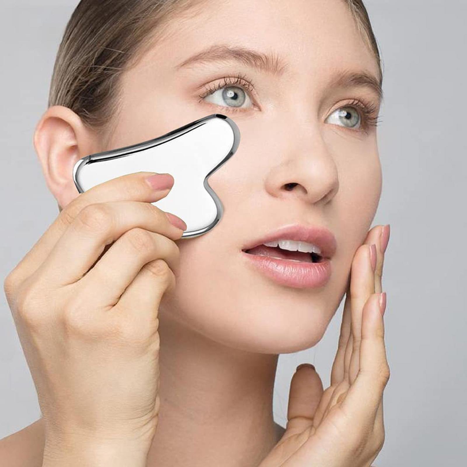 Stainless Steel Massage Scraping Tool for Face Body Skin Stainless Steel Scraper Facial Tool Metal Face Massager Board