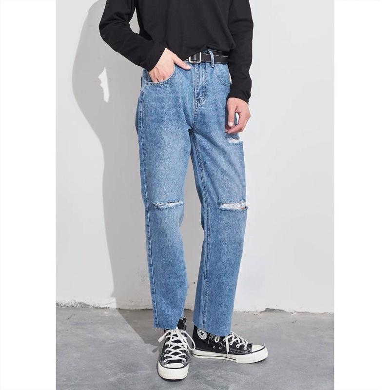 Quần baggy jeans nam quần jeans ống suống hàn quốc