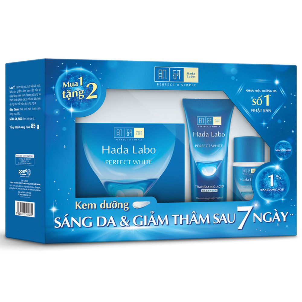 Hộp Quà Kem Dưỡng Trắng Hada Labo Perfect White Tranexamic Acid 1% Cream Giftbox
